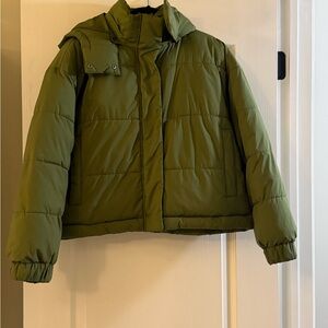 American Eagle Olive Green Puffer Jacket